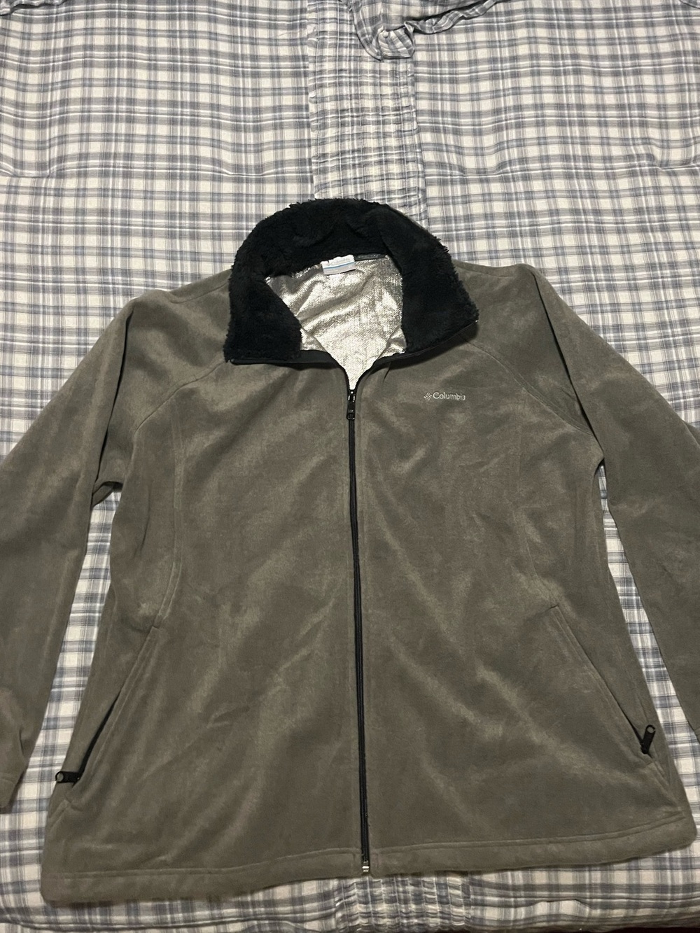 Columbia Black Fleece Jacket with Silver Lining